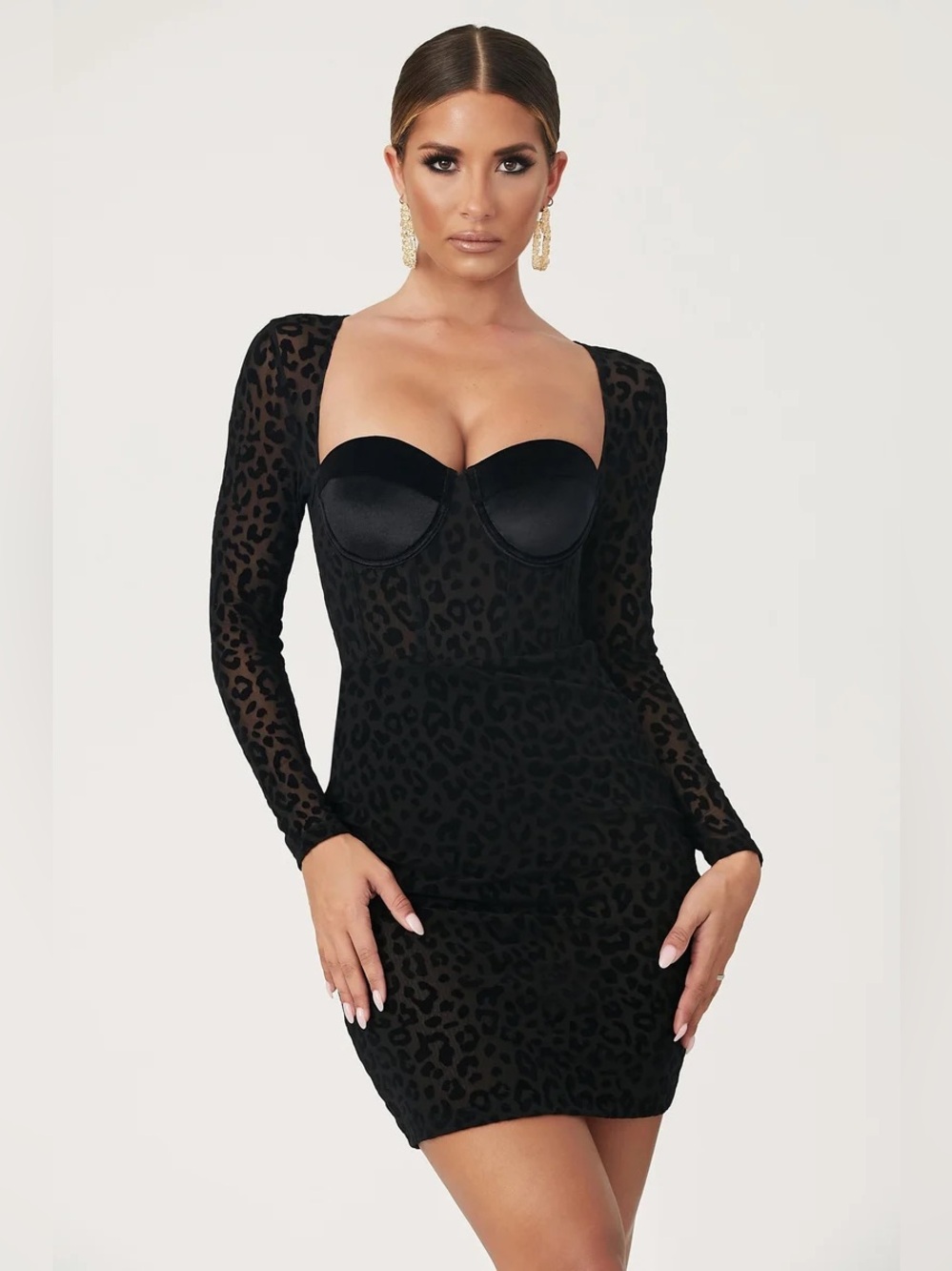 NWT Meshki Seara Devore Long Sleeve Dress XS